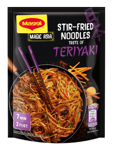 MAGGI Magic Asia Stir-Fried Noodles, rezanci sa ukusom Teriyaki sosa, kesica, 130g_FOP