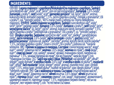 THOMY Paprika majonezni sos, kesica sa čepom 220 g_ingredients