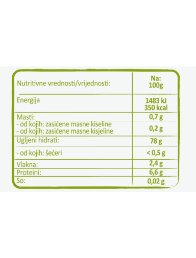 C Pirinač dugo zrno 1000g - nutrition